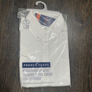 French Toast Oxford Shirt Women's XS White Short Sleeve School Uniform Button Up